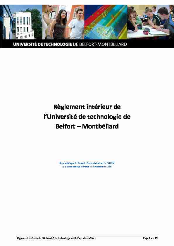 Règlement intérieur de lUniversité de technologie de Belfort