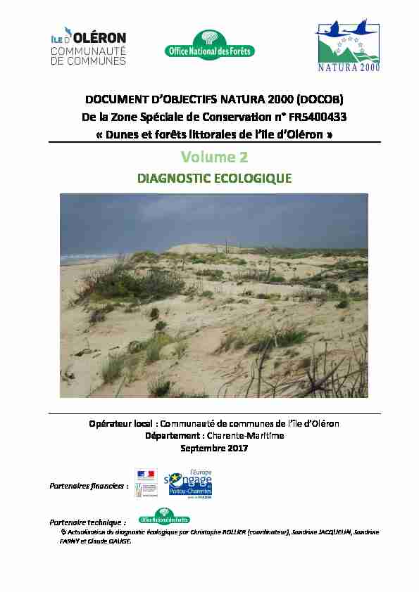 DOCUMENT DOBJECTIFS NATURA 2000 (DOCOB) De la Zone