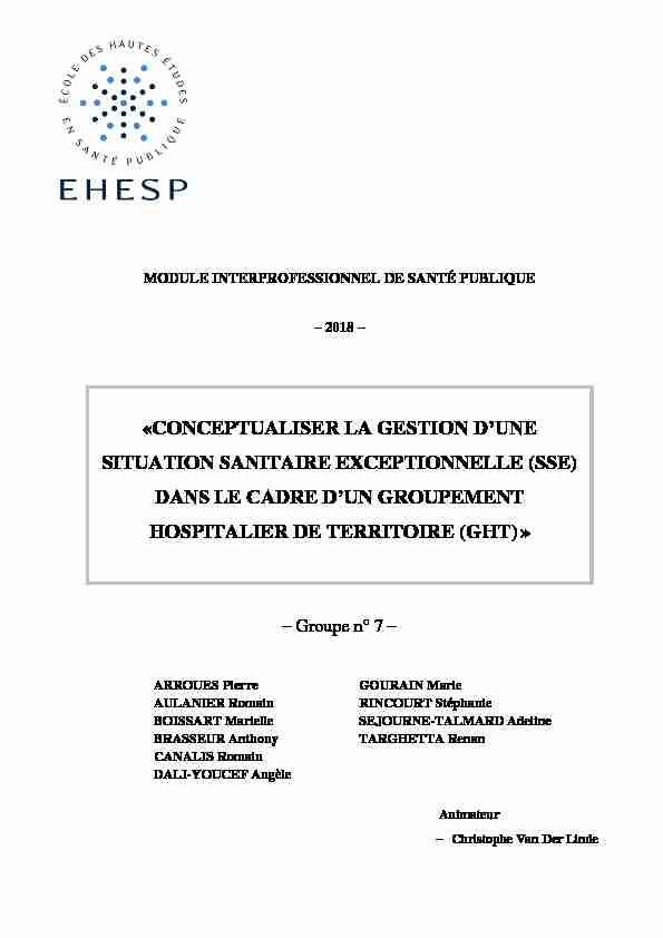 SITUATION SANITAIRE EXCEPTIONNELLE (SSE)