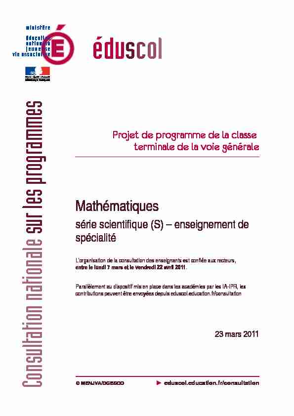 Consultation nationale sur les programmes mars 2011