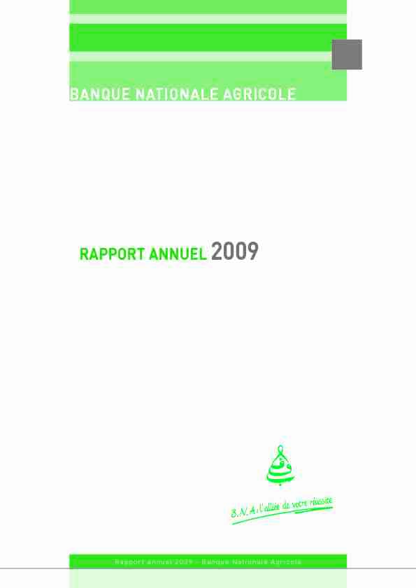 Rapport annuel 2009 - Banque Nationale Agricole