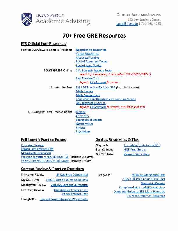 70  Free GRE Resources