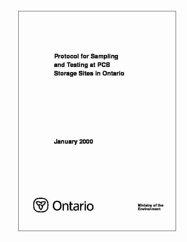 Protocol for Sampling and Testing at PCB Storage Sites in Ontario