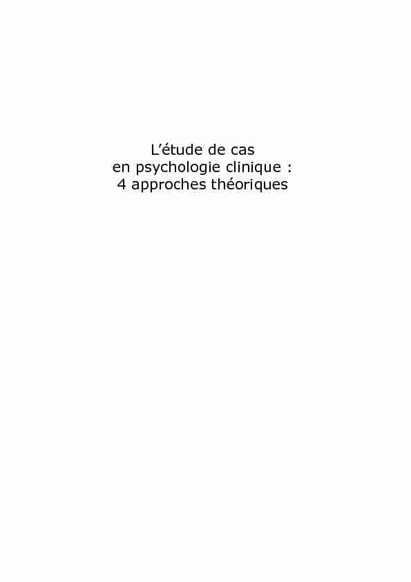 [PDF] Létude de cas en psychologie clinique : 4 approches  - Dunod