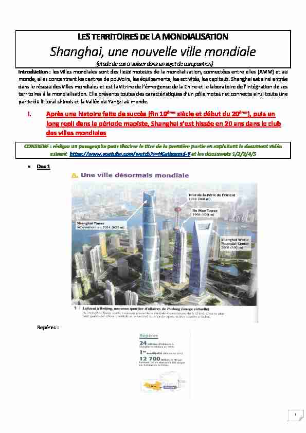 [PDF] Shanghai, une nouvelle ville mondiale - Blog Ac Versailles