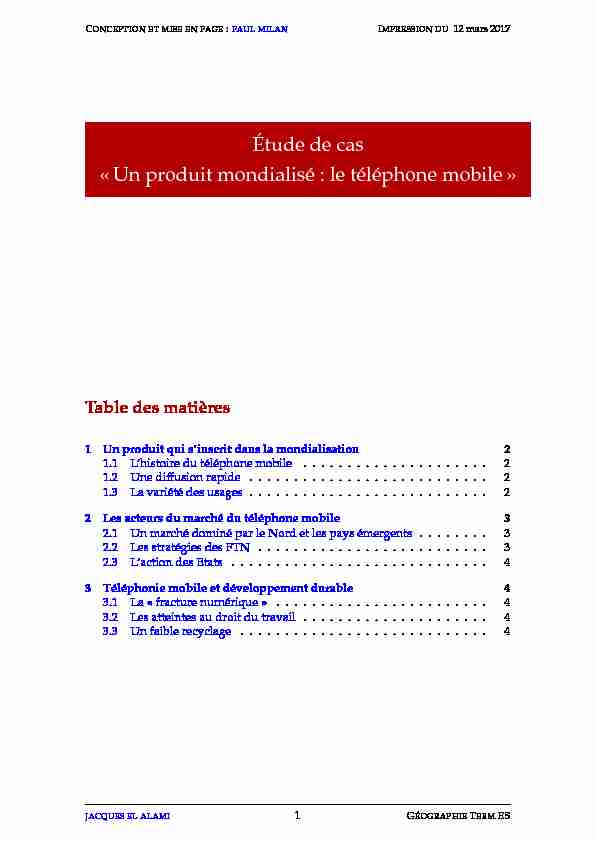 [PDF] Etude de cas - Un produit mondialisé : le  - Lycée dAdultes