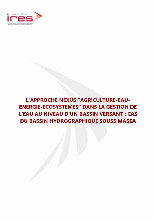 LAPPROCHE NEXUS AGRICULTURE-EAU- ENERGIE