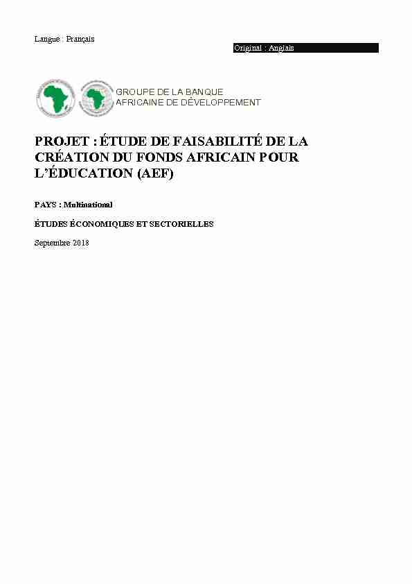 [PDF] PROJET :ÉTUDE DE FAISABILITÉ DE LA  - African Union