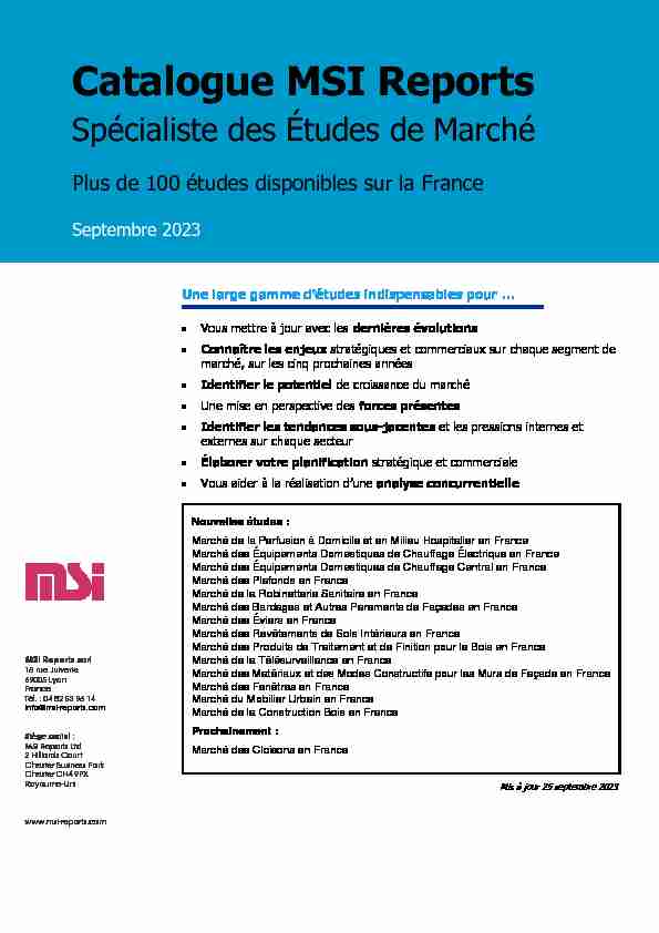 [PDF] Spécialiste des Études Sectorielles - MSI Reports Ltd