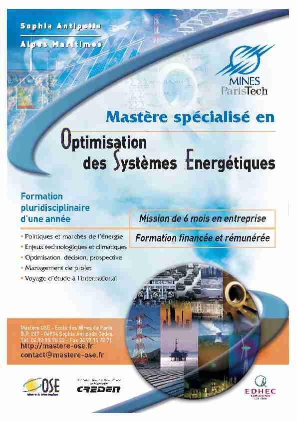 [PDF] Brochure - Mastere spécialisé OSE - MINES ParisTech