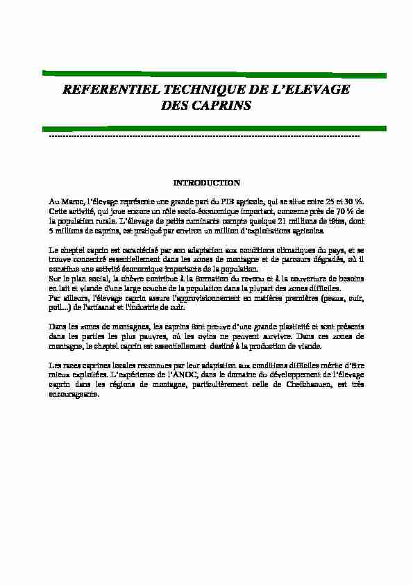 [PDF] REFERENTIEL TECHNIQUE DE LELEVAGE DES CAPRINS