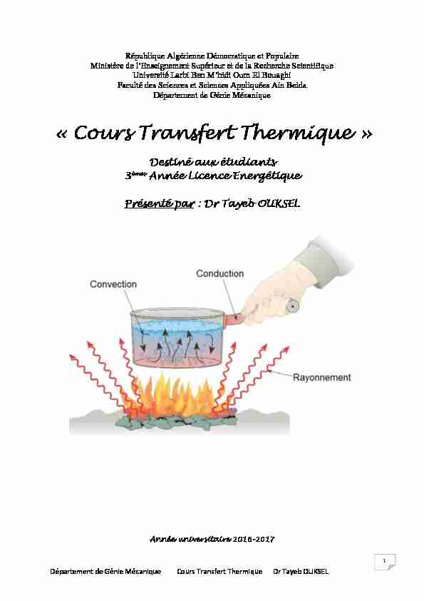 [PDF] « Cours Transfert Thermique » - univ-oeb
