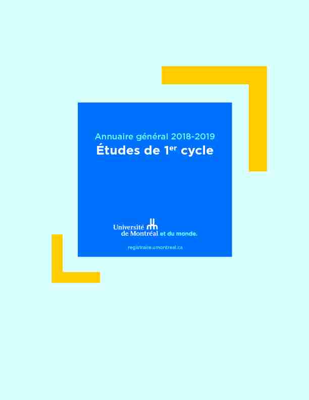 Annuaire général 2018-2019 - Études de 1er cycle