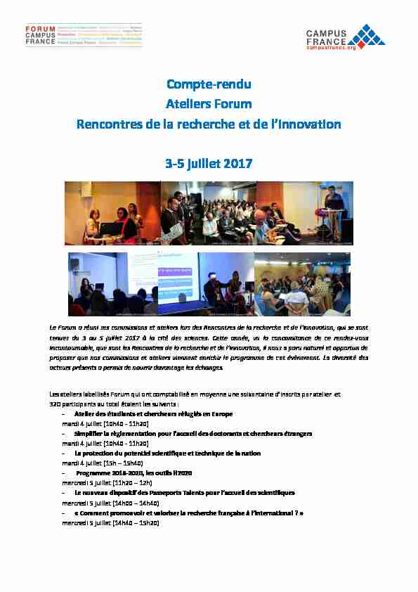 Compte-rendu Ateliers Forum Campus France 2017