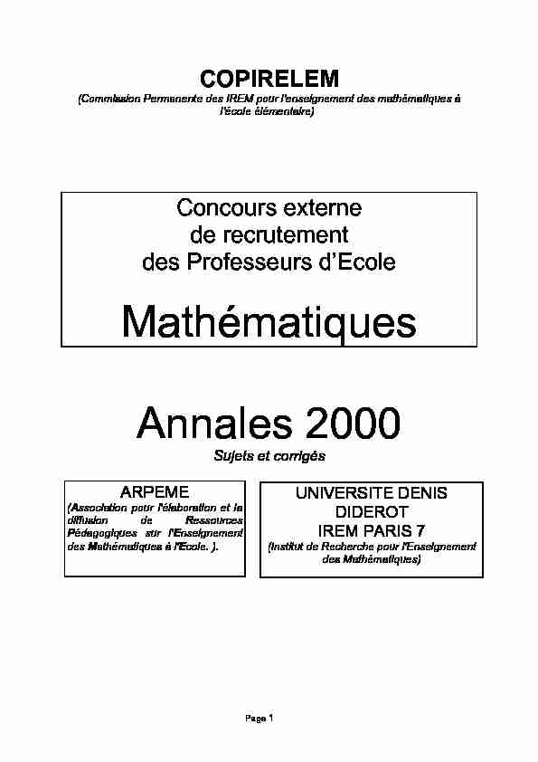 Mathématiques Annales 2000