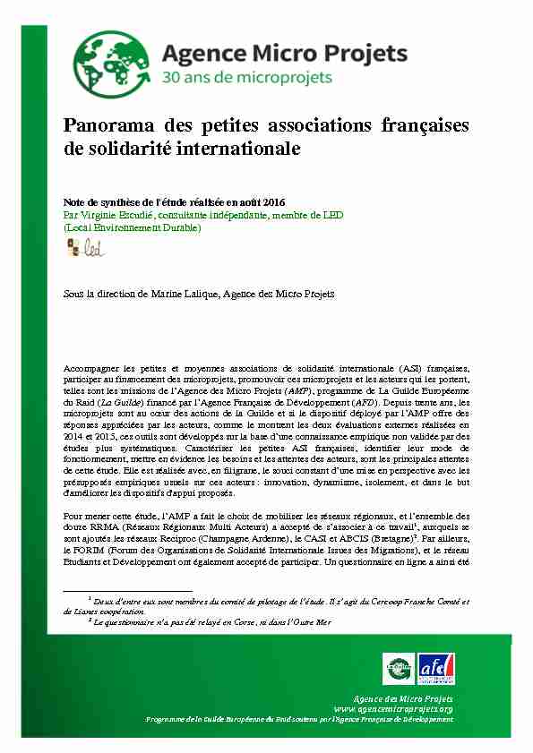 Panorama des petites associations françaises de solidarité