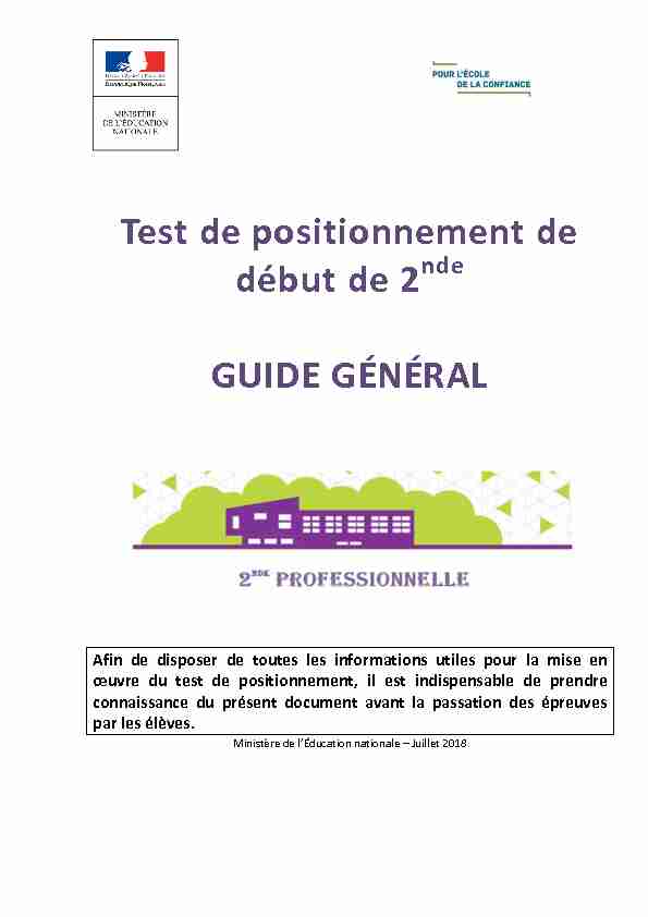 [PDF] Test de positionnement de début de 2 GUIDE GÉNÉRAL