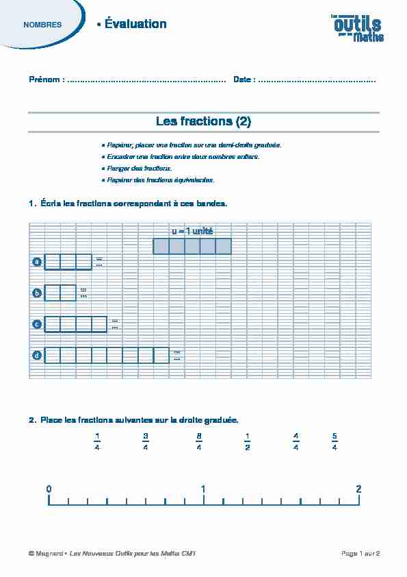 • Évaluation Les fractions (2)