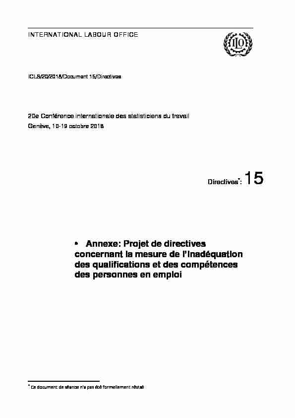 • Annexe: Projet de directives concernant la mesure de l