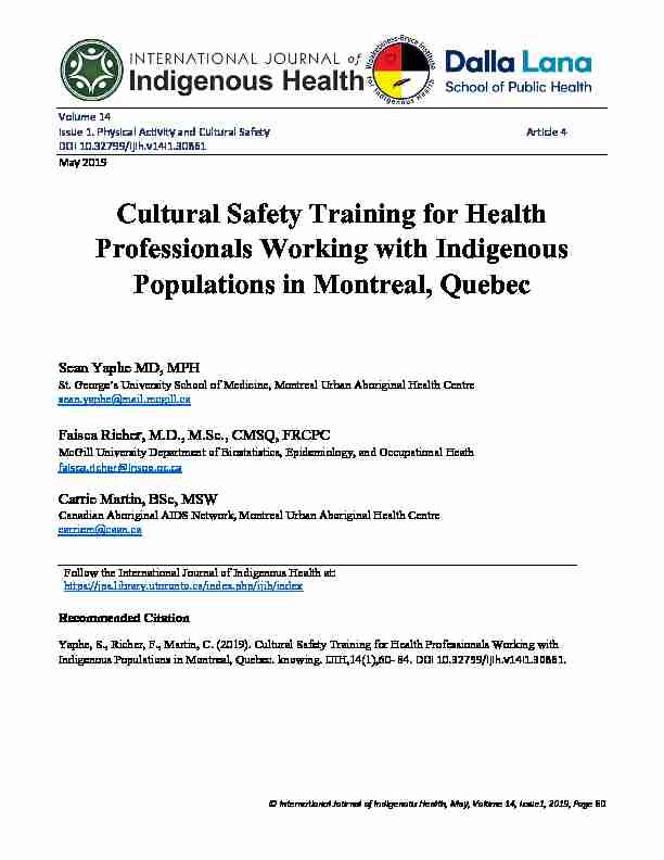 Cultural Safety Training for Health Professionals Working with