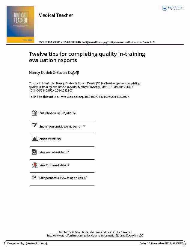 [PDF] Twelve tips for completing quality in-training evaluation reports