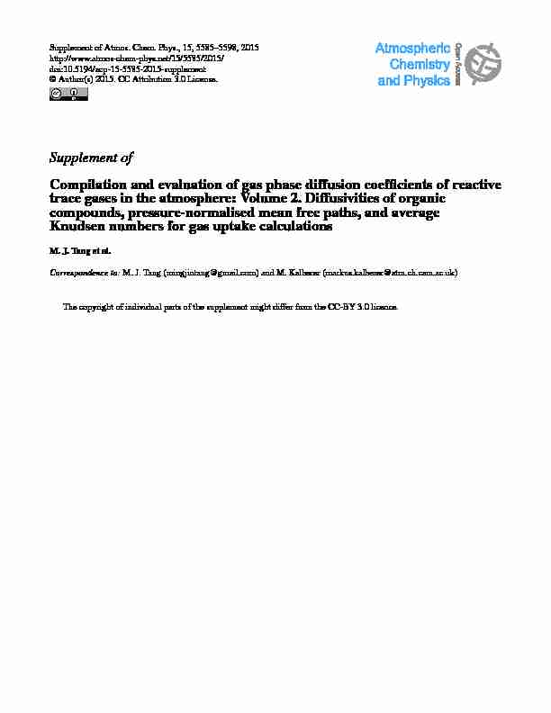 Supplement of Compilation and evaluation of gas phase diffusion
