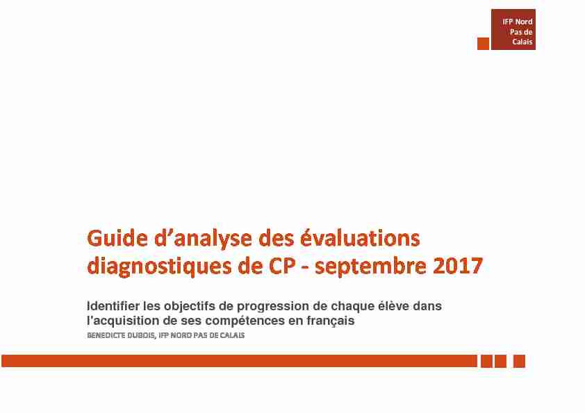 Guide danalyse des évaluations diagnostiques de CP - septembre