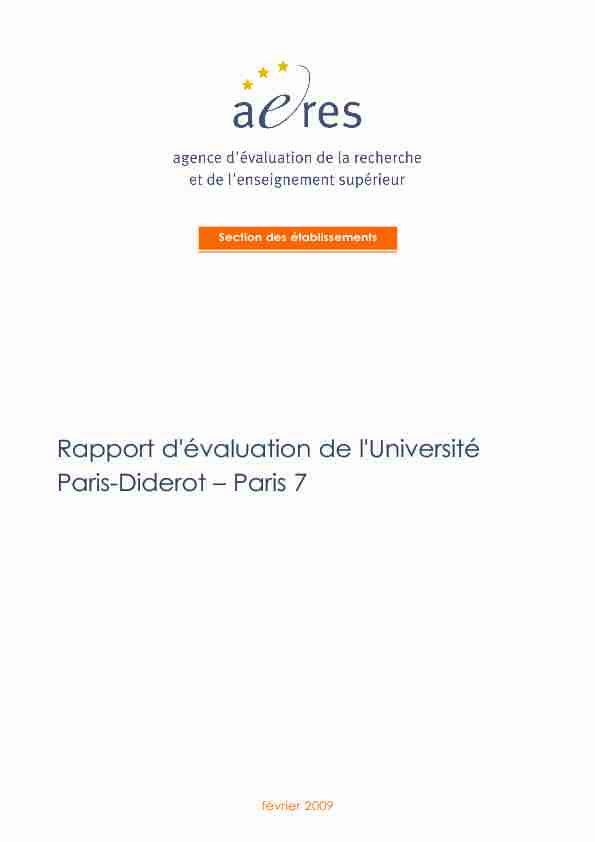 Rapport dévaluation de lUniversité Paris-Diderot - Paris 7