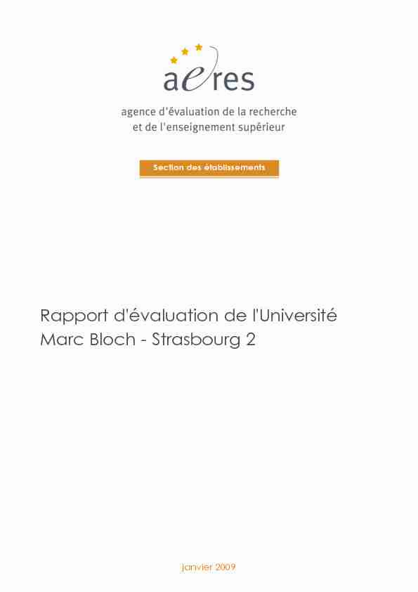 Rapport dévaluation de lUniversité Marc Bloch - Strasbourg 2