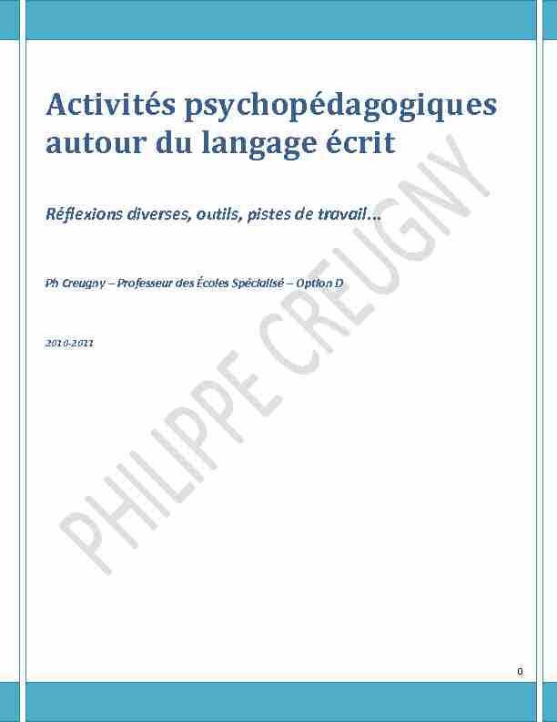 [PDF] Activités psychopédagogiques autour du langage écrit