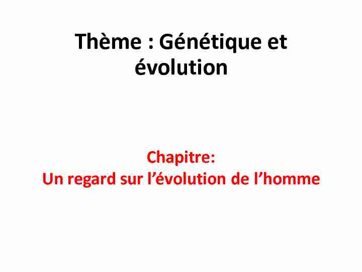 Thème : Génétique et évolution