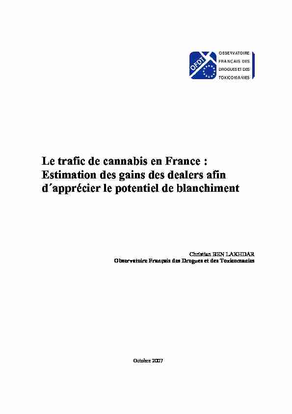 Le trafic de cannabis en France : Estimation des gains des dealers