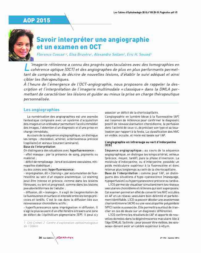 [PDF] Savoir interpréter une angiographie et un examen en OCT