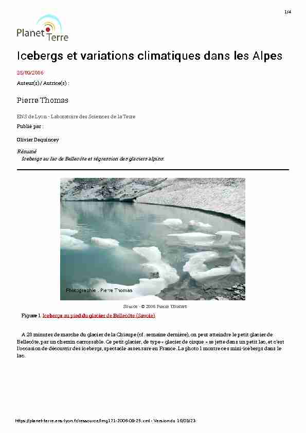 Icebergs et variations climatiques dans les Alpes