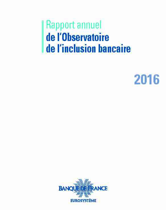 Inclusion bancaire rapport 2016