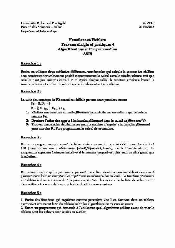 [PDF] Université Mohamed V – Agdal S ZITI Faculté des Sciences – Rabat