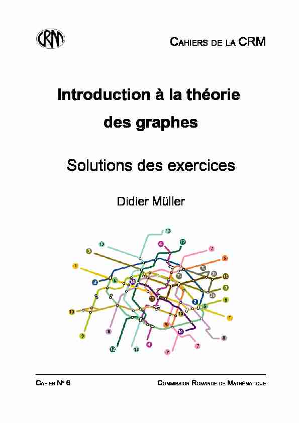 Introduction à la théorie des graphes Solutions des exercices