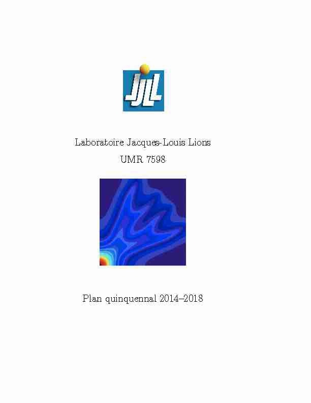 Laboratoire Jacques-Louis Lions UMR 7598 Plan quinquennal
