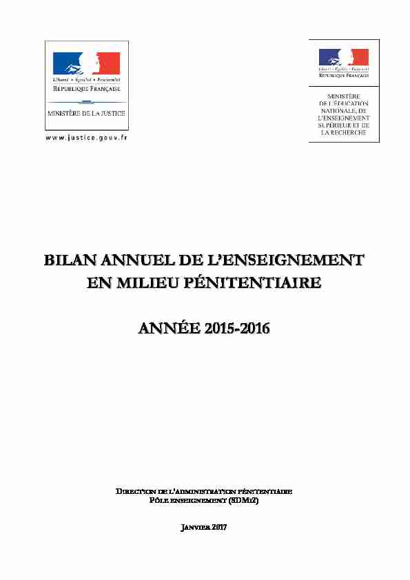 Bilan annuel de lenseignement en milieu pénitentiaire_2015-2016_