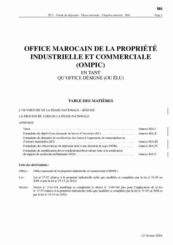 office marocain de la propriété industrielle et commerciale (ompic)