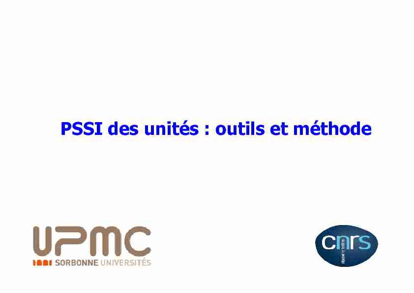 PSSI des unités : outils et méthode