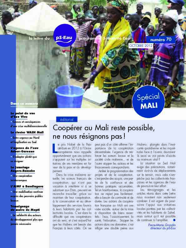Coopérer au Mali reste possible ne nous résignons pas !