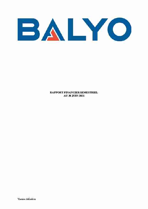 Balyo - Rapport financier sEMESTRIEL AU 30 juin 2021