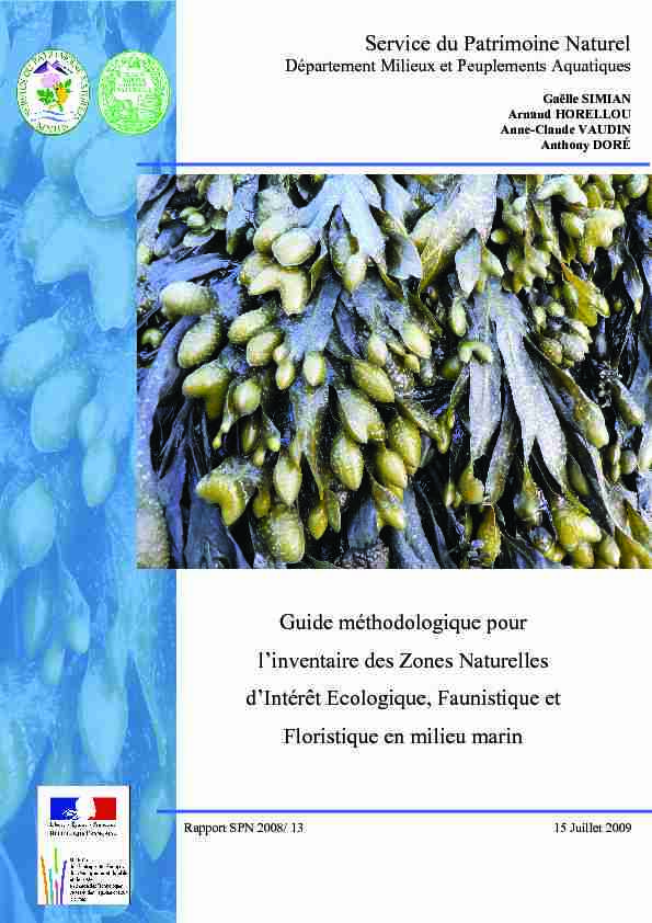 Guide méthodologique pour linventaire des Zones Naturelles d