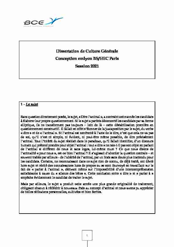 Dissertation de Culture Générale Conception emlyon BS/HEC Paris