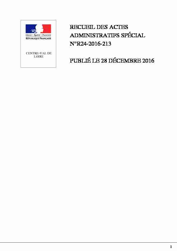 RECUEIL DES ACTES ADMINISTRATIFS SPÉCIAL N°R24-2016