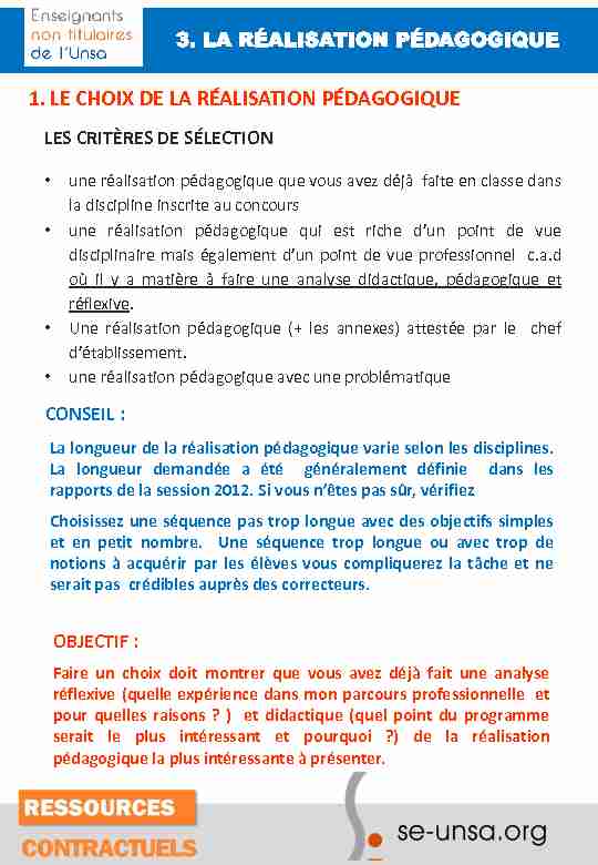 [PDF] 3 la réalisation pédagogique - Sections locales du SE-UNSA