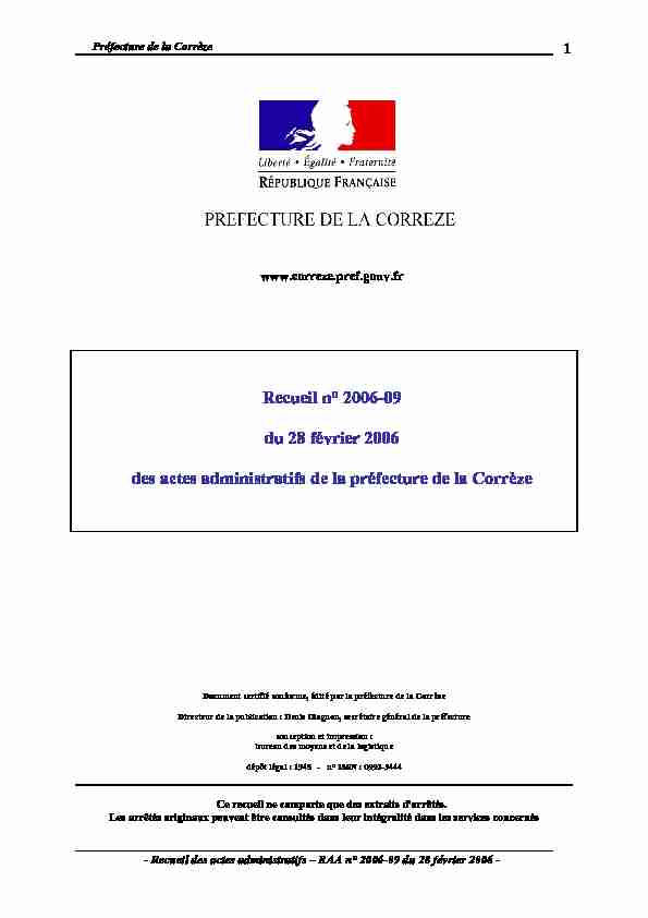 Recueil n° 2006-09 du 28 février 2006 des actes administratifs de la