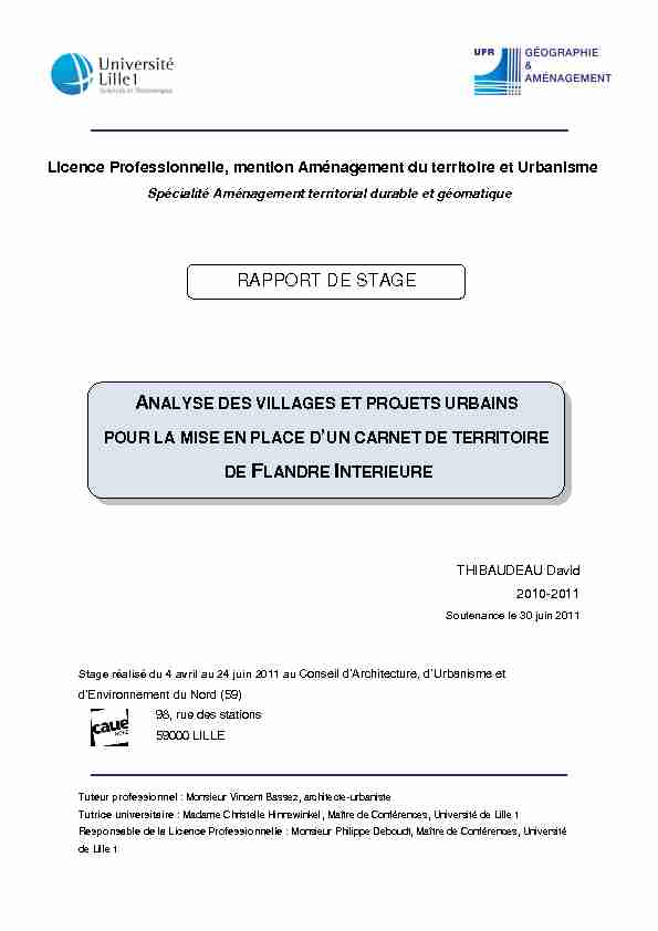 [PDF] RAPPORT DE STAGE - CAUE du Nord