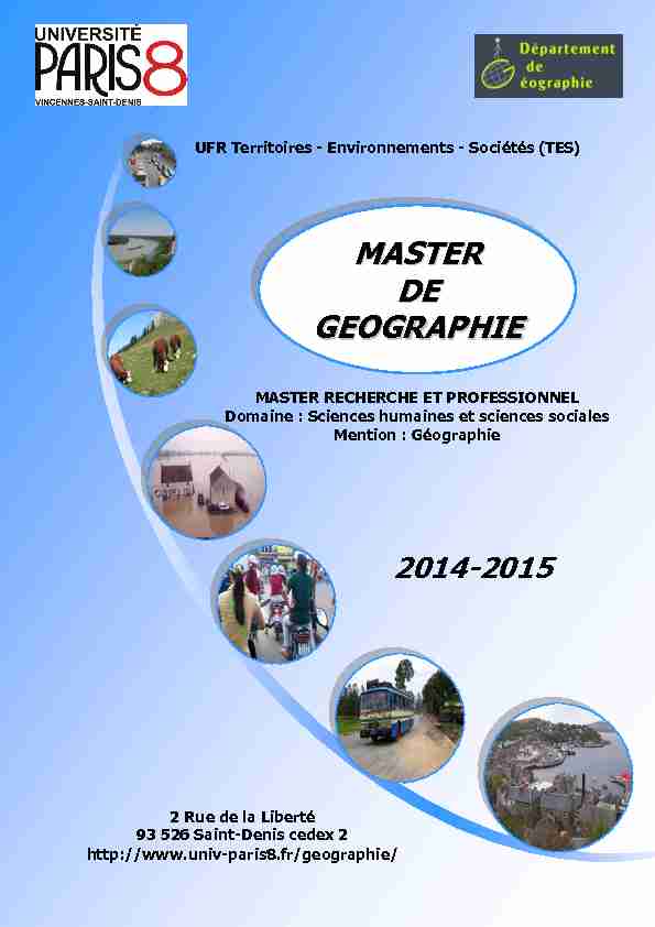 Master Géographie – Présentation des formations